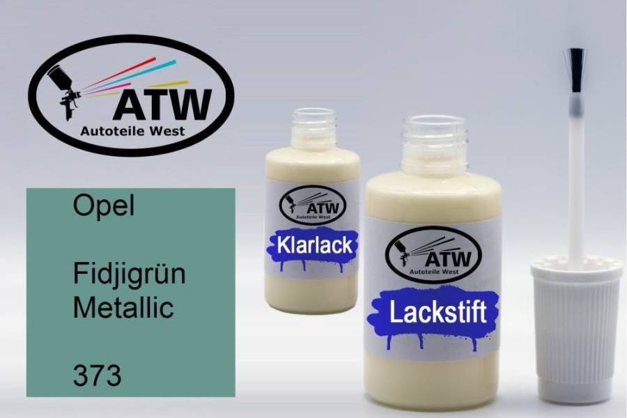 Opel, Fidjigrün Metallic, 373: 20ml Lackstift + 20ml Klarlack - Set, von ATW Autoteile West.